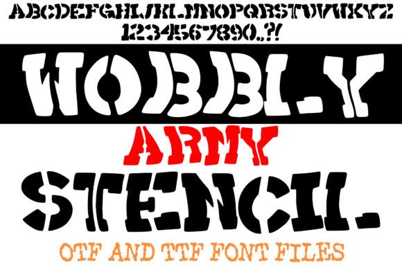 Wobbly Army Stencil: A Bold Display Font with Character